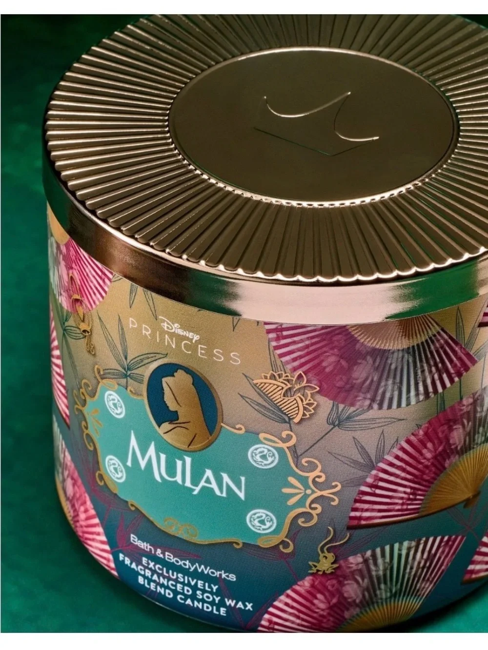 NEW! Bath & Body Works Disney Princess Mulan 3-Wick Candle w Crown Embossed Lid
